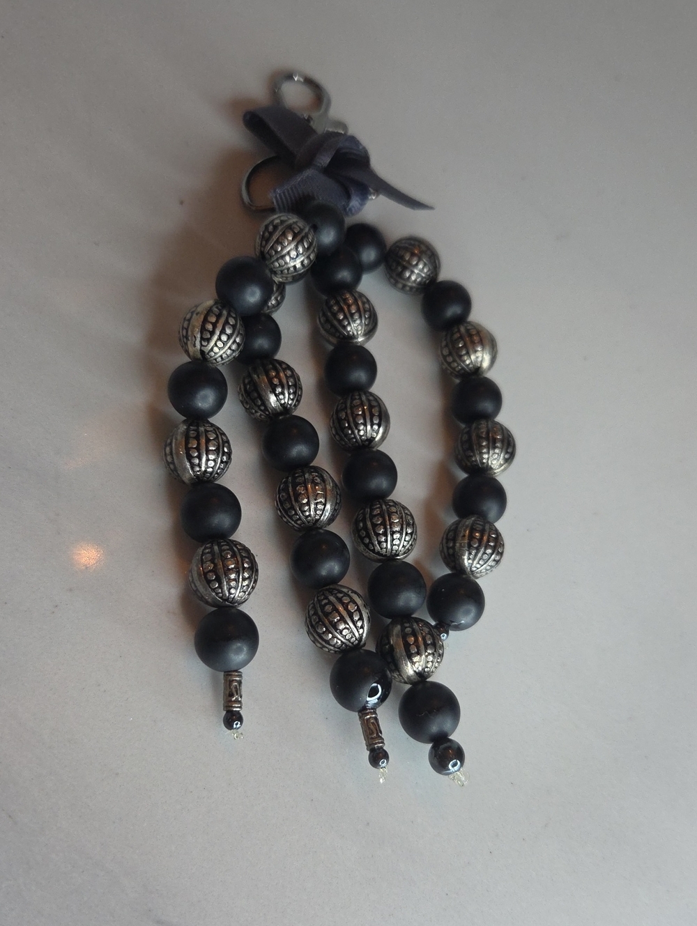 18 - Black and Silver Beaded Bag Charm